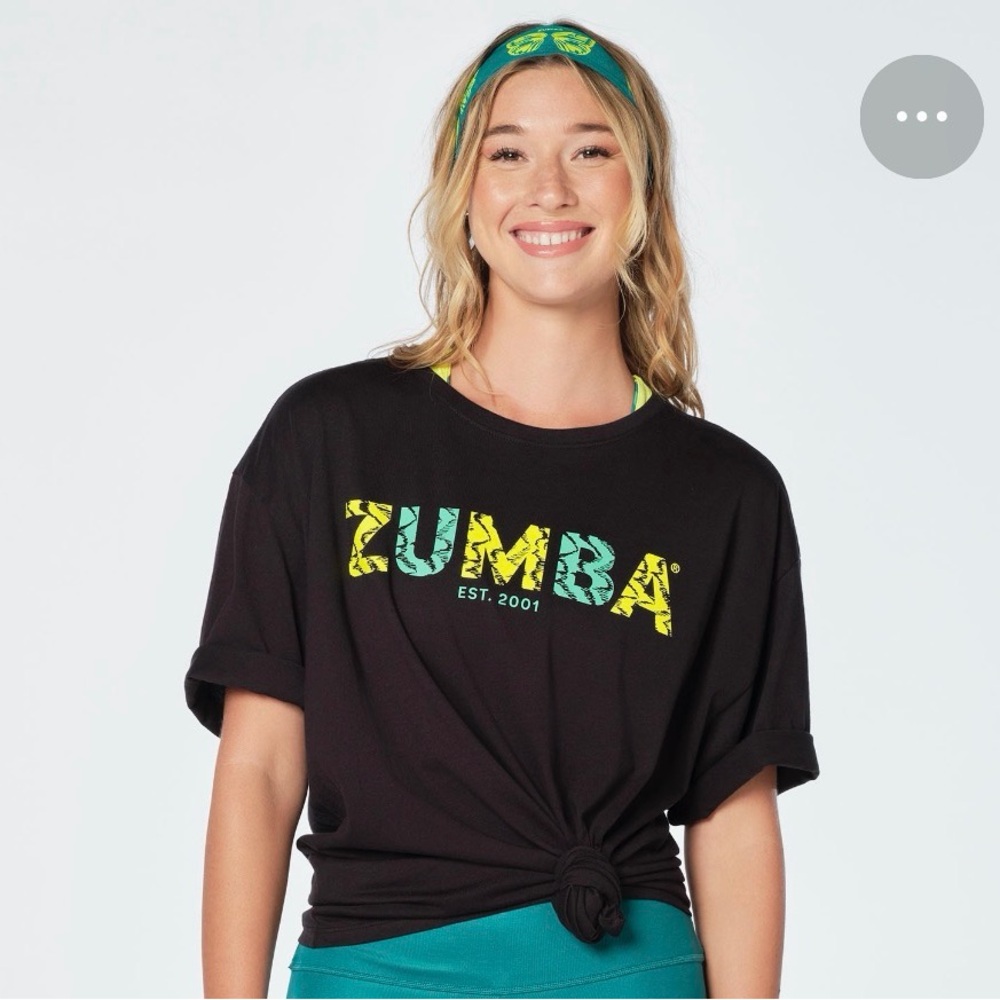 Zumba Fitness Black Tee with Vibrant Graphic